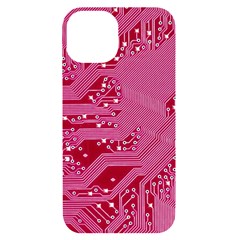 Pink Circuit Pattern Iphone 14 Black Uv Print Case by Ket1n9