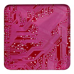 Pink Circuit Pattern Square Glass Fridge Magnet (4 Pack) by Ket1n9