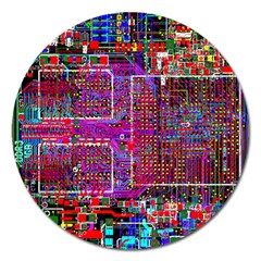 Technology Circuit Board Layout Pattern Magnet 5  (round) by Ket1n9