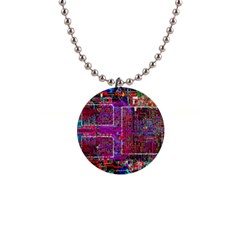 Technology Circuit Board Layout Pattern 1  Button Necklace by Ket1n9