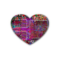 Technology Circuit Board Layout Pattern Rubber Coaster (heart) by Ket1n9