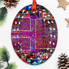 Technology Circuit Board Layout Pattern Ornament (oval Filigree) by Ket1n9