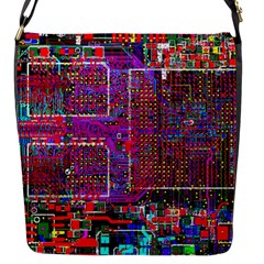 Technology Circuit Board Layout Pattern Flap Closure Messenger Bag (s) by Ket1n9