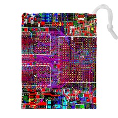 Technology Circuit Board Layout Pattern Drawstring Pouch (5xl) by Ket1n9