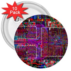 Technology Circuit Board Layout Pattern 3  Buttons (10 Pack)  by Ket1n9