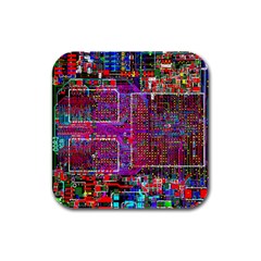 Technology Circuit Board Layout Pattern Rubber Square Coaster (4 Pack) by Ket1n9