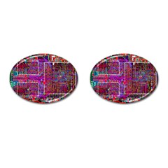 Technology Circuit Board Layout Pattern Cufflinks (oval) by Ket1n9