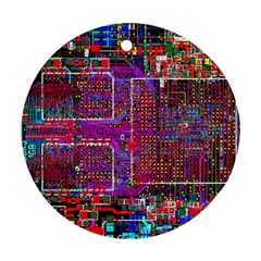 Technology Circuit Board Layout Pattern Round Ornament (two Sides) by Ket1n9