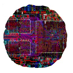 Technology Circuit Board Layout Pattern Large 18  Premium Round Cushions by Ket1n9