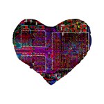 Technology Circuit Board Layout Pattern Standard 16  Premium Flano Heart Shape Cushions Back