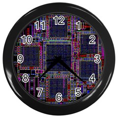 Cad Technology Circuit Board Layout Pattern Wall Clock (black) by Ket1n9