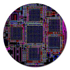 Cad Technology Circuit Board Layout Pattern Magnet 5  (round) by Ket1n9