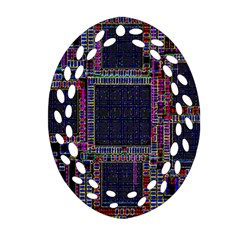 Cad Technology Circuit Board Layout Pattern Oval Filigree Ornament (two Sides) by Ket1n9