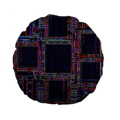 Cad Technology Circuit Board Layout Pattern Standard 15  Premium Round Cushions by Ket1n9