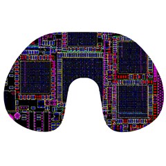 Cad Technology Circuit Board Layout Pattern Travel Neck Pillow by Ket1n9