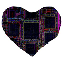 Cad Technology Circuit Board Layout Pattern Large 19  Premium Flano Heart Shape Cushions by Ket1n9