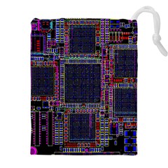 Cad Technology Circuit Board Layout Pattern Drawstring Pouch (4xl) by Ket1n9