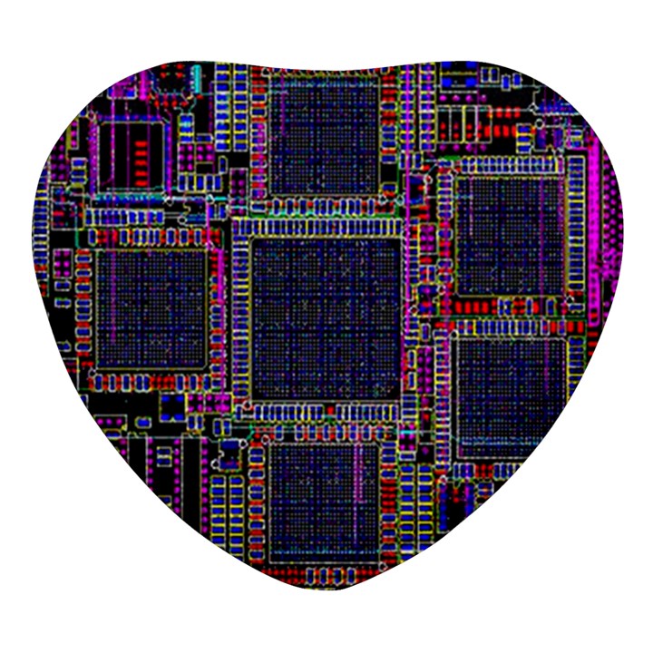 Cad Technology Circuit Board Layout Pattern Heart Glass Fridge Magnet (4 pack)