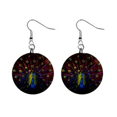 Beautiful Peacock Feather Mini Button Earrings by Ket1n9