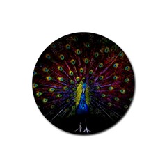 Beautiful Peacock Feather Rubber Coaster (round) by Ket1n9