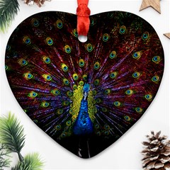 Beautiful Peacock Feather Heart Ornament (two Sides) by Ket1n9