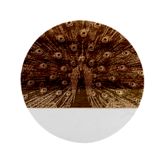 Peacock Marble Wood Coaster (round) by Ket1n9