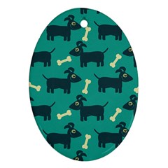 Happy Dogs Animals Pattern Ornament (oval) by Ket1n9