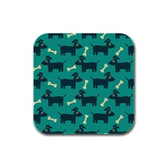 Happy Dogs Animals Pattern Rubber Square Coaster (4 Pack) by Ket1n9