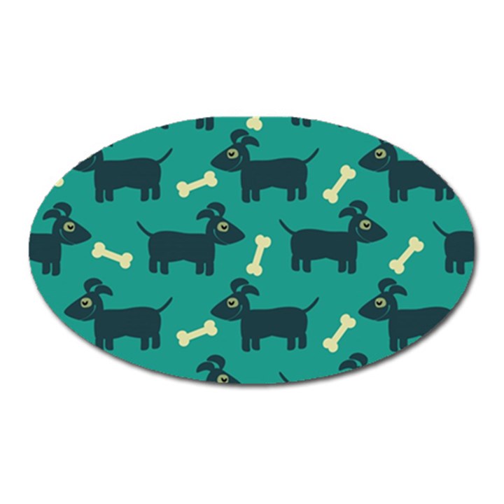 Happy Dogs Animals Pattern Oval Magnet