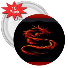 Dragon 3  Buttons (10 Pack)  by Ket1n9