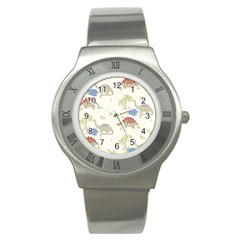 Dinosaur Art Pattern Stainless Steel Watch by Ket1n9