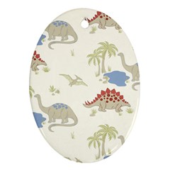 Dinosaur Art Pattern Oval Ornament (two Sides) by Ket1n9