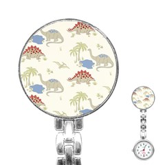 Dinosaur Art Pattern Stainless Steel Nurses Watch by Ket1n9