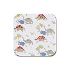 Dinosaur Art Pattern Rubber Coaster (square) by Ket1n9