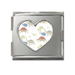 Dinosaur Art Pattern Mega Link Heart Italian Charm (18mm) by Ket1n9