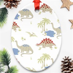 Dinosaur Art Pattern Oval Ornament (two Sides) by Ket1n9