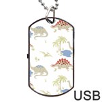 Dinosaur Art Pattern Dog Tag USB Flash (Two Sides) Front