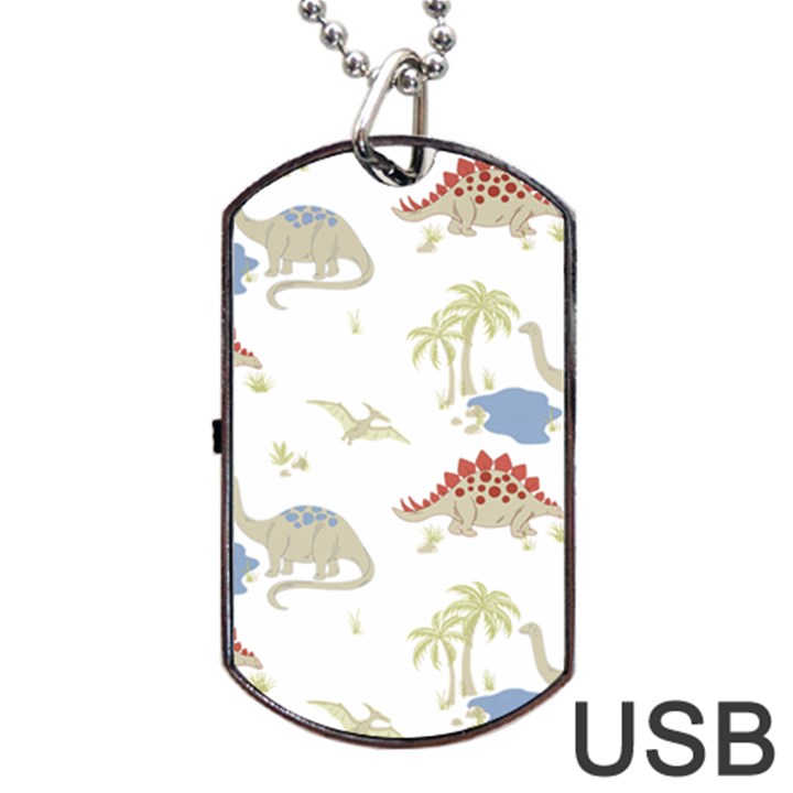 Dinosaur Art Pattern Dog Tag USB Flash (Two Sides)