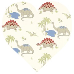 Dinosaur Art Pattern Wooden Puzzle Heart by Ket1n9