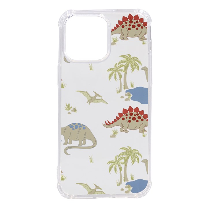 Dinosaur Art Pattern iPhone 14 Pro Max TPU UV Print Case