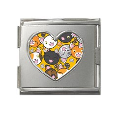 Cats Cute Kitty Kitties Kitten Mega Link Heart Italian Charm (18mm) by Ket1n9