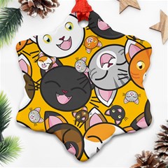 Cats Cute Kitty Kitties Kitten Snowflake Ornament (two Sides) by Ket1n9