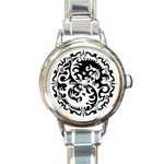 Ying Yang Tattoo Round Italian Charm Watch Front