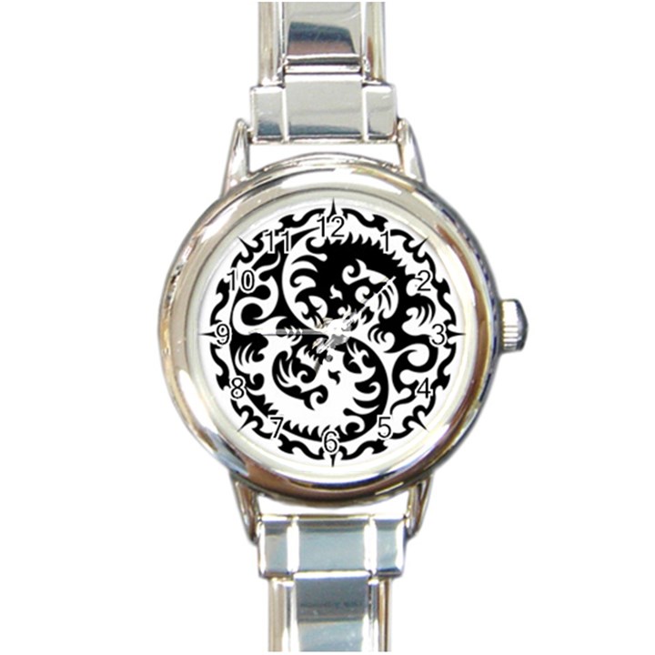 Ying Yang Tattoo Round Italian Charm Watch