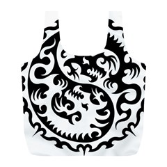 Ying Yang Tattoo Full Print Recycle Bag (l) by Ket1n9