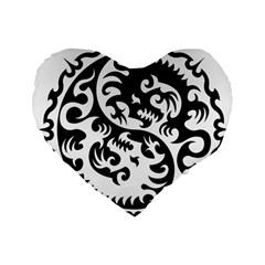 Ying Yang Tattoo Standard 16  Premium Flano Heart Shape Cushions by Ket1n9