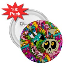 Crazy Illustrations & Funky Monster Pattern 2 25  Buttons (100 Pack)  by Ket1n9