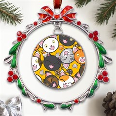 Cats Cute Kitty Kitties Kitten Metal X mas Wreath Ribbon Ornament by Ket1n9