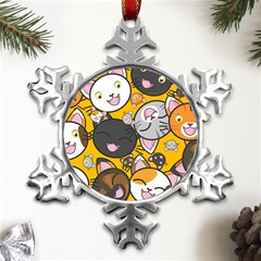 Cats Cute Kitty Kitties Kitten Metal Small Snowflake Ornament by Ket1n9