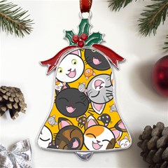 Cats Cute Kitty Kitties Kitten Metal Holly Leaf Bell Ornament by Ket1n9